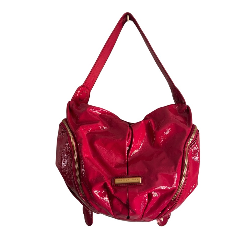 Isabella Fiore Pink Patent Leather Hobo Bag